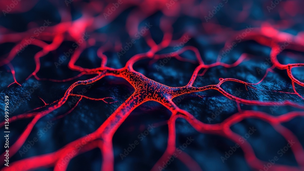 Poster exploring neural networks digital art abstract visualization dark background close-up technology con