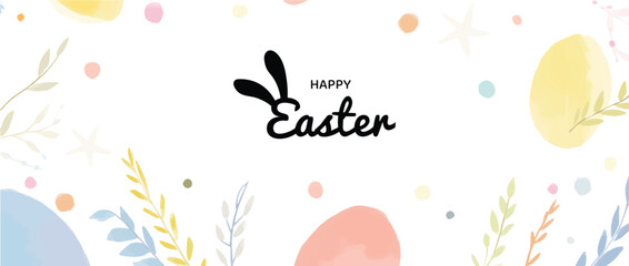 Abstract pastel Easter banner with colorful hand-painted strokes