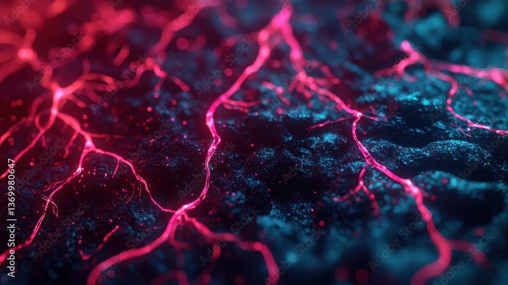 Poster dynamic lightning patterns on dark surface abstract visuals digital art creative environment close-u