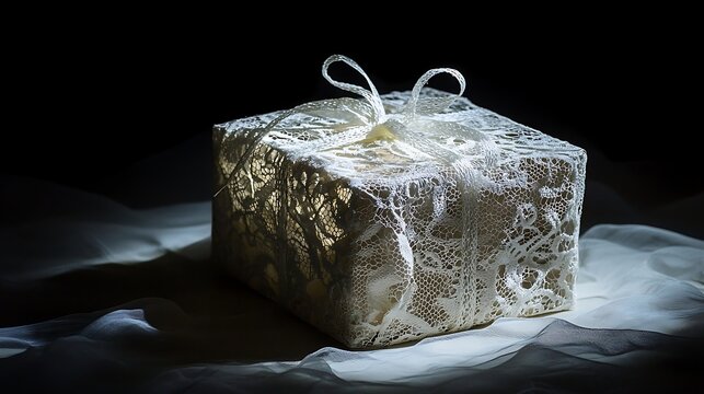 Elegant gift box with lace cover and ribbon bow for special occasions and celebrations