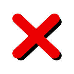 Flat Red X Icon – Wrong or Close Mark