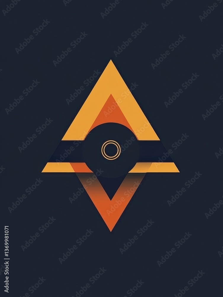 Poster Dynamic geometric logo design featuring triangles and circles with a modern color palette on a dark background