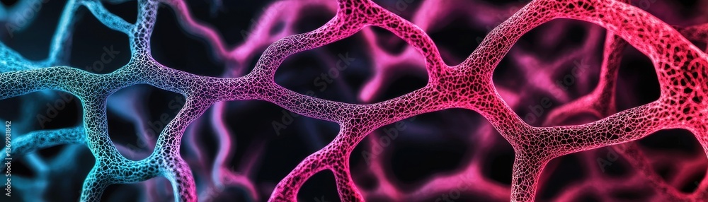 Poster exploring cellular structures under microscope laboratory scientific imagery dark environment close-