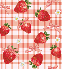 Cherry bow Checkered Seamless Pattern