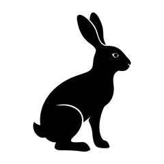 Fototapeta premium Black silhouette of a cute rabbit in a vector illustration style