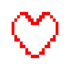 Pixel Heart Outline Icon – Love Symbol in Retro Style