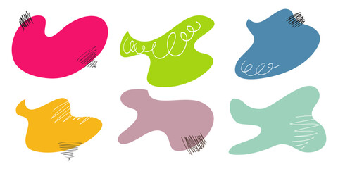 Modern liquid irregular blob shape abstract element with line. Random blotch, organic blob shape, stone silhouette, Ink stain. flat style design fluid vector illustration