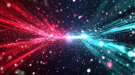 Obraz premium Vibrant cosmic backdrop featuring laser lights in red and blue hues.
