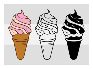 Ice Cream svg,Ice Cream Silhouette, Waffle Cone Svg, Cone Ice Cream Svg, Ice Cream Png, Summer Svg, Ice Cream Monogram, Split Monogram, Circle Monogram,
