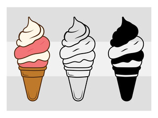 Ice Cream svg,Ice Cream Silhouette, Waffle Cone Svg, Cone Ice Cream Svg, Ice Cream Png, Summer Svg, Ice Cream Monogram, Split Monogram, Circle Monogram,