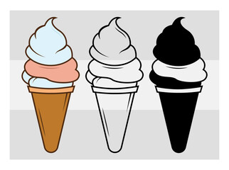 Ice Cream svg,Ice Cream Silhouette, Waffle Cone Svg, Cone Ice Cream Svg, Ice Cream Png, Summer Svg, Ice Cream Monogram, Split Monogram, Circle Monogram,