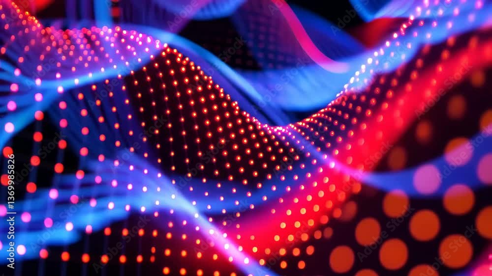 Poster flowing wave patterns create a dynamic abstract composition, showcasing intricate designs illuminate