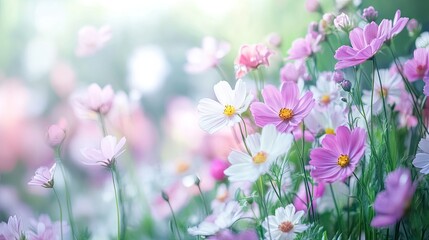 Fototapeta premium Colorful Wildflowers Blooming in a Sunlit Natural Setting