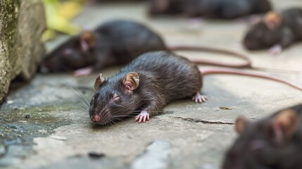 Rodents scavenging on urban streets city environment wildlife photography close-up view urban ecosystem