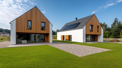 Fototapeta premium Modern Architecture with Bright Exteriors and Green Landscape