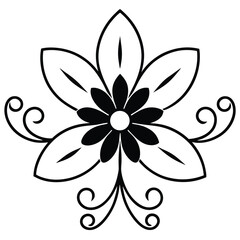 Monochrome floral vector art, a black and white flower petal pattern