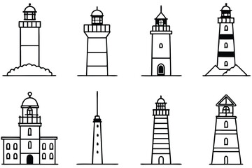 Lighthouse line art illustration for coastal theme design (2)