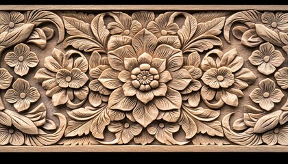 Intricate Wooden Floral Carving Intricately Designed