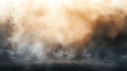 Dust Storm Over Desert Landscape During Golden Hour Light Effect