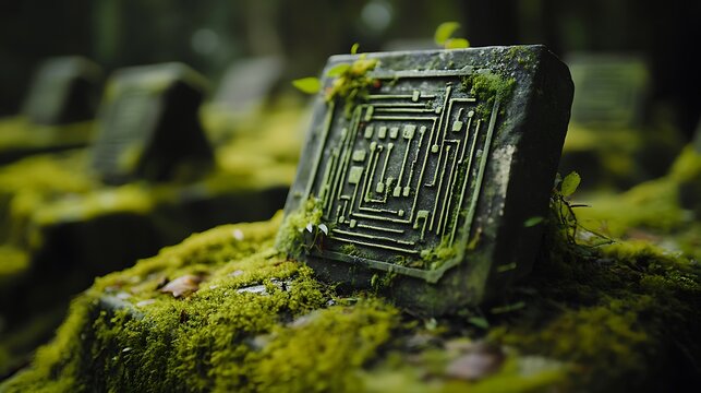 Forgotten Algorithms with Stone Tablets Engraved with Python Code and Vines