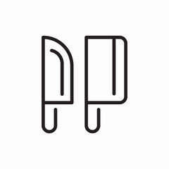 Kitchen knife set tools icon vector sign