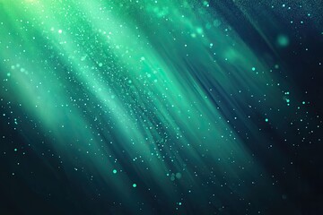 Fototapeta premium Emerald light beams, glowing particles