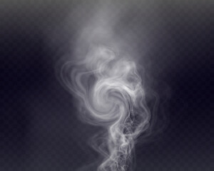 White smoke, vape, fog, smog. Illustration of smoke on a transparent background.
