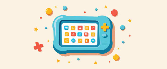 Colorful AAC device for children, enhancing communication skills