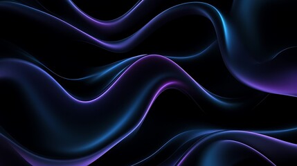 Obraz premium Abstract dark background with glowing curves and waves, blue, and purple gradients