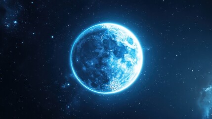 Obraz premium Blue moon in space, celestial body, cosmic view