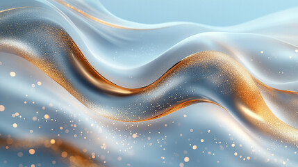 Luminous golden ribbons and light blue waves with scattered sparkles, creating a magical, flowing effect.