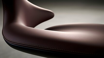 Obraz premium Luxurious Brown Leather Chair Detail Smooth Curves and Exquisite Stitching