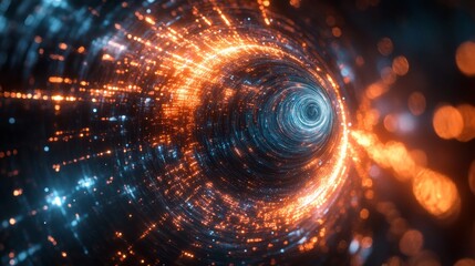 Vibrant cosmic vortex with dynamic light streaks creating a sense of movement and depth in the universe