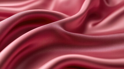 Fototapeta premium Deep pink satin fabric resembling velvet with wavy, natural, graceful curves.