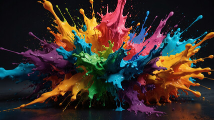 Vivid Paint Burst Against Dark Background – Artistic Energy Concept