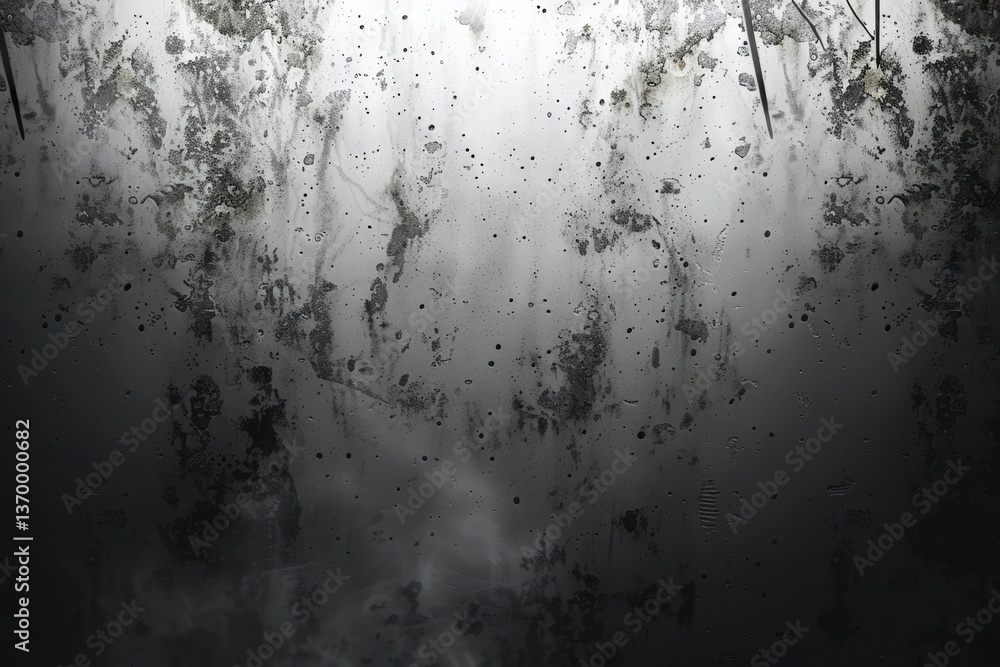 Poster a close-up of a foggy surface with droplets and faint plant-like textures, creating an ethereal, abs