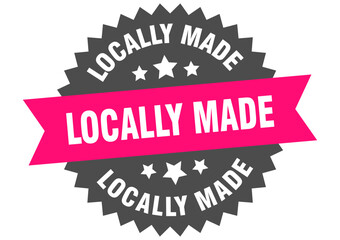 locally made. locally made round pink label isolated on transparent background
