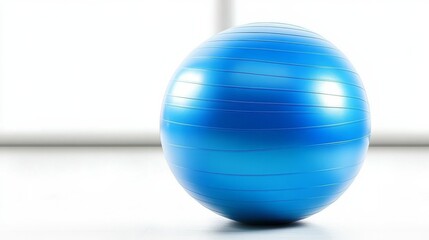 Blue Exercise Ball Isolated on White Background, Fitness, Gymball