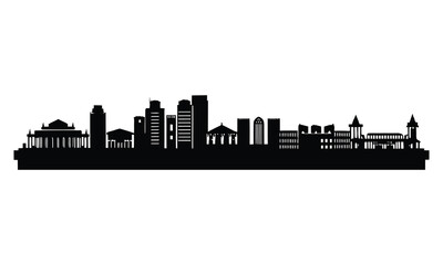 Obraz premium Addis Ababa City Skyline Silhouette, Vector, Icon, Logo, White Background.