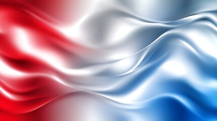 Obraz premium Abstract flowing silk background in red, white and blue colors. Elegant wave design
