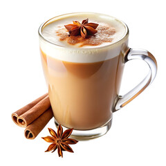Chai Latte isolated on transparent background  
