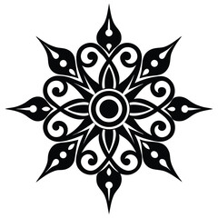 Black floral vector pattern design with ornate leaf elements