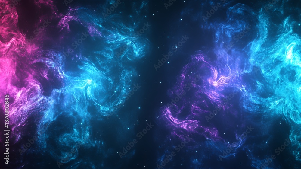 Wall mural cosmic nebula background with colorful clouds of gas and dust for space scene design