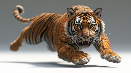 Obraz premium Fierce Tiger in Dynamic Leap Captured in Stunning Detail and Clarity