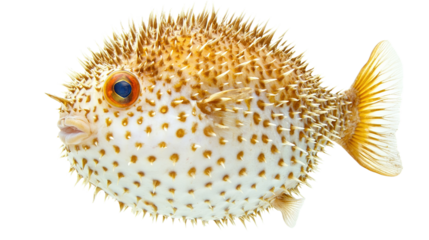 Vibrant spiky pufferfish swimming in coral reef underwater scene marine life close-up view nature's wonders