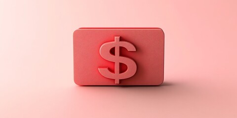 Coral Pink Dollar Sign: Minimalist 3D Icon Design
