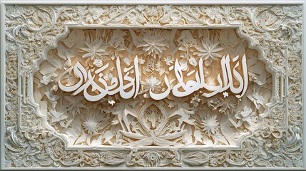 Ornate framed Arabic calligraphy, floral and animal design,  decorative panel