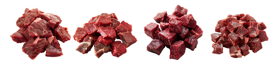 A pile of beef isolated on a white background