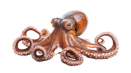 Obraz premium Curious octopus with extended tentacles in underwater habitat gigapixel standard scale marine life close-up view