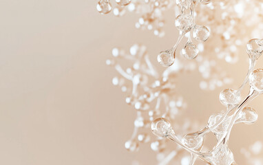 Abstract Glass Molecular Structure on Beige Background for Science or Beauty Concepts